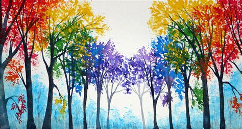 Rainbow trees Painting by Ann Marie Bone - Fine Art America