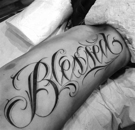 60 Blessed Tattoos For Men - Biblical Lettering Design Ideas