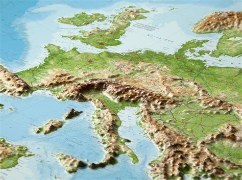 3D Raised Relief Map Europe large (english) - georelief - Made in Germany