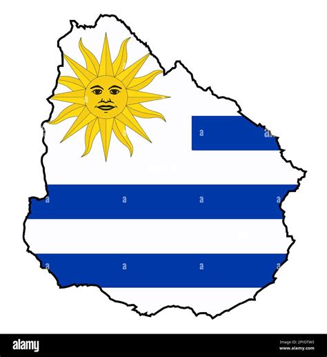 Outline silhouette flag map of the South American country of Uruguay Stock Photo - Alamy