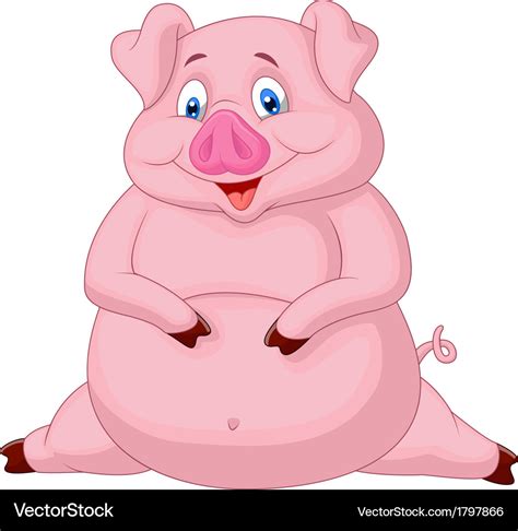 Fat pig cartoon Royalty Free Vector Image - VectorStock