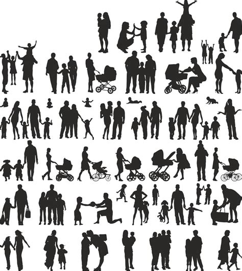 Family Silhouette Vector Set Free Vector cdr Download - 3axis.co