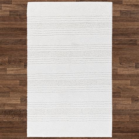 Better Homes & Gardens Solid Stripe White Nylon Bathroom Rug, 20"x32 ...