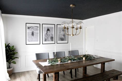 Modern Dining Room with Dark Ceiling - arinsolangeathome