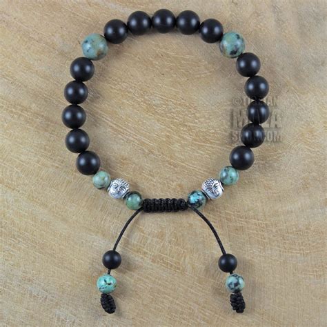 Buddha Beads Bracelet ~ Onyx & African Turquoise Bracelet