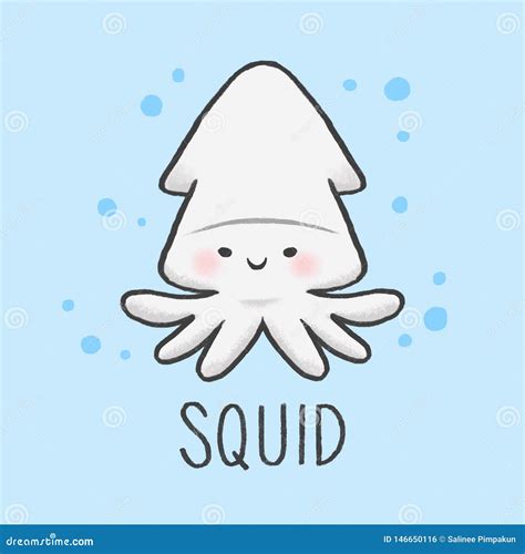 Cute Squid Cartoon Hand Drawn Style Stock Vector - Illustration of cartoon, design: 146650116