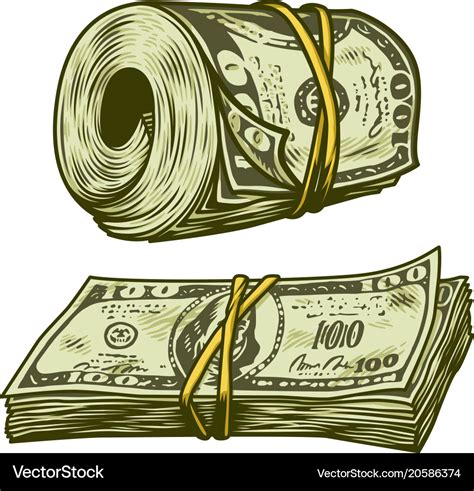 Money bundle isolated Royalty Free Vector Image