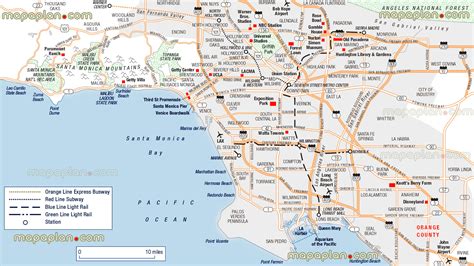 Los Angeles map - Los Angeles city centre neighborhoods free travel ...