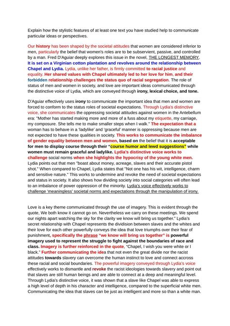 The Longest Memory Essay | English - Year 11 WACE | Thinkswap