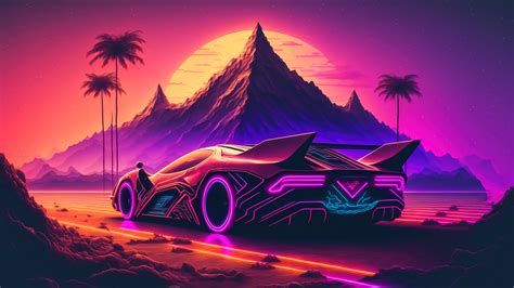 Futuristic Sports Car Sunset Scenery Digital Art 4K Wallpaper ...