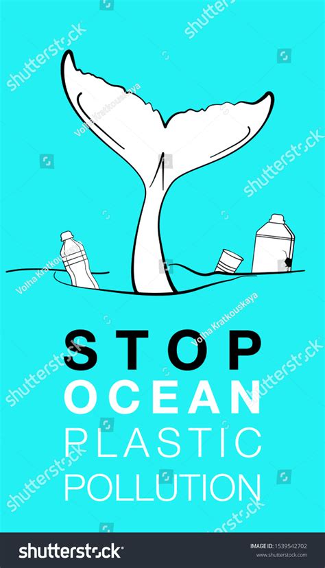 Stop Ocean Plastic Pollution Ecological Poster : image vectorielle de ...