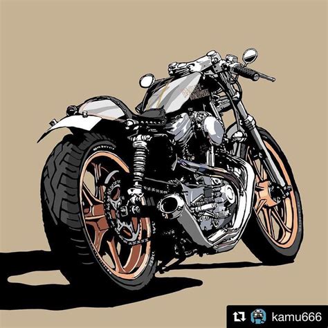 Custom Harley-Davidson XL 883 Sportster illustration | via @nanakon7 Instagram