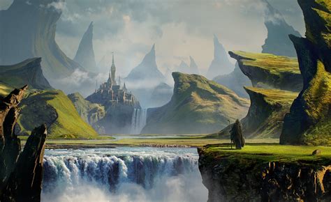 landscape, Digital Art, River, Mountain, Castle, DeviantArt Wallpapers HD / Desktop and Mobile ...