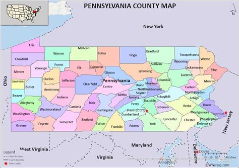 Pennsylvania County Map, List of Counties in Pennsylvania with Seats