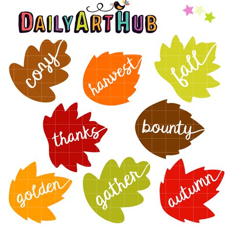 Autumn Words on Leaves Clip Art Set – Daily Art Hub – Free Clip Art Everyday