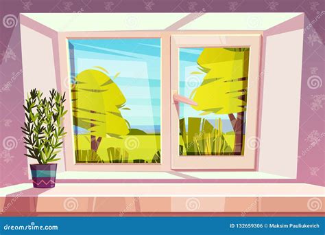 Home Window with Beautiful View Outside Vector Stock Vector ...