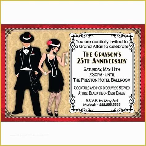 1920s Party Invitation Template Free Of Roaring Twenties Party ...