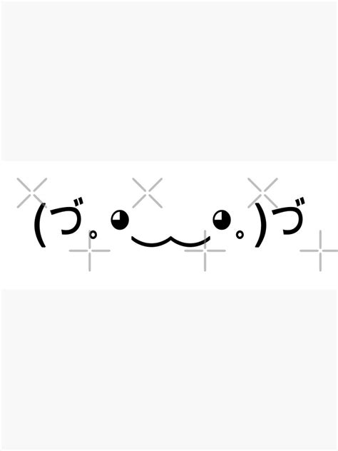 "Happy Kawaii (づ｡ ‿‿ ｡)づ cute face Hands up shaking Text Emoji black and white background HD ...