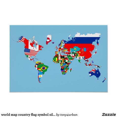 world map country flag symbol silhouette poster | Zazzle | Ap human geography, Map, World map ...