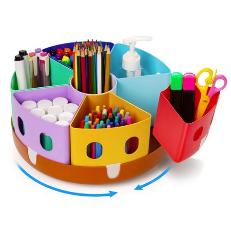 Buy Gamenote Rotating Desk Stationary Organiser, 7 Segments, School Supplies Organizer for Kids ...