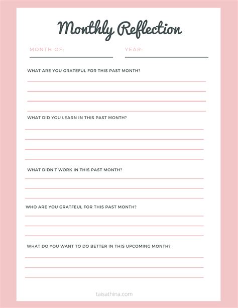 Printable Self Reflection Journal Template - Fillable Form 2024