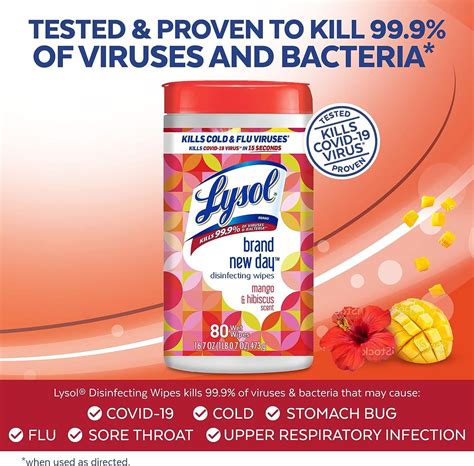 Lysol Mango & Hibiscus Disinfectant Wipes - 80 Count, Pack of 4 | Multi ...