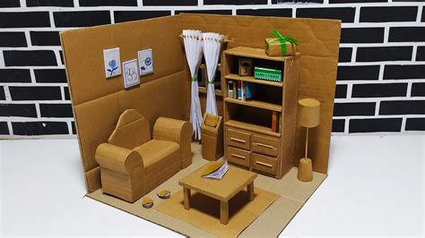 How to make a miniature living room with cardboard - YouTube | Miniatures, Cardboard, Room