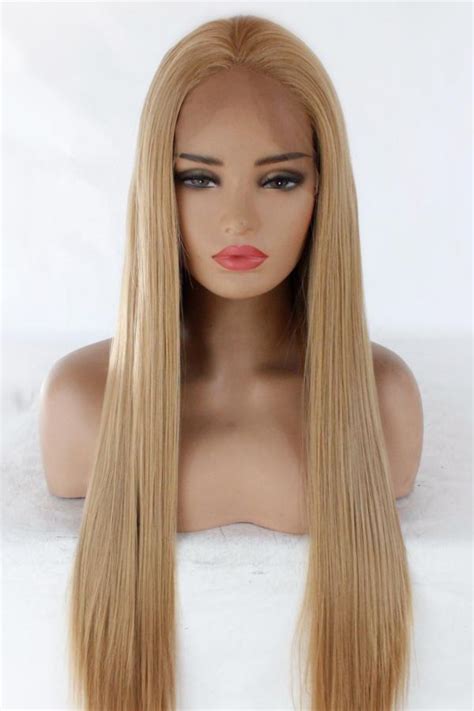 27# Strawberry Blonde Long Straight Lace Front Wig - Synthetic Wigs - BabalaHair