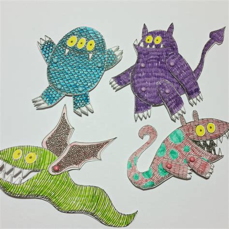 Monsters Animal Paper Dolls Puppets Patterns, Articulated Mechanical Animals, Printable Animal ...