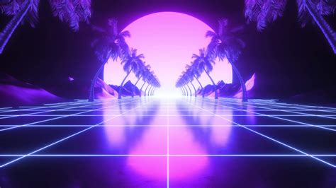 SynthWave Retro Futurism Landscape Loop 20385893 Stock Video at Vecteezy