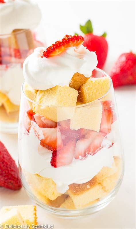 Strawberry Shortcake Trifle Cups | Deliciously Sprinkled