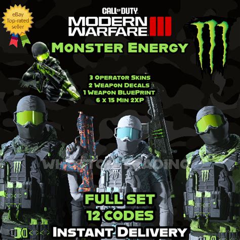 Call of Duty Modern Warfare 3 MW3 Monster Energy Skins FULL SET + 5 HR RANK XP - Thefoodshop.vn