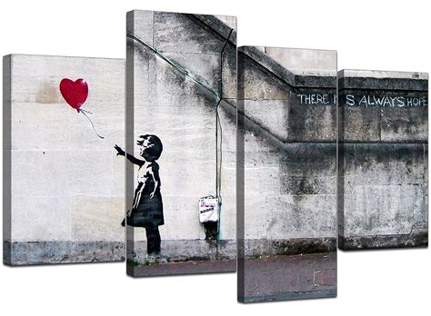 Extra Large Banksy Canvas Prints Balloon Girl 130cm XL Red | Set 4050 | eBay