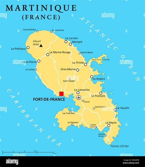 Martinique political map with capital Fort-de-France and important Stock Photo, Royalty Free ...