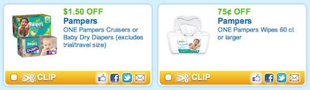 Currently Available Pampers Printable Coupons for Diapers and Wipes