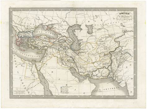 Antique Map of the empire of Alexander the Great by Monin (c.1838)