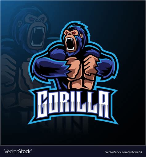 Angry gorilla mascot logo desain Royalty Free Vector Image