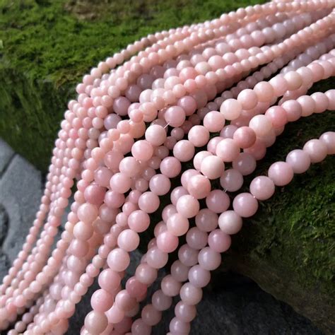 6 14mm Natural Pink Opal Stone Beads Round Chinese Opal Loose DIY Beads For Jewelry Making Beads ...