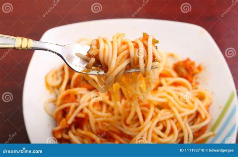 Spaghetti Pasta with Red Sauce Stock Photo - Image of cuisine, cooked: 111193710