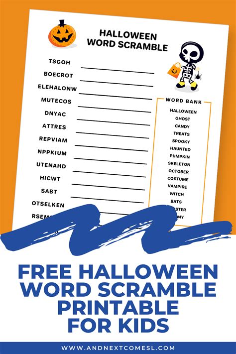 Free Halloween Word Scramble Printable for Kids | And Next Comes L - Hyperlexia Resources