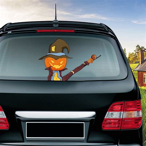 AIHOME Rear Window Wiper Decal Halloween Pumpkin Jason Waving Wiper Stickers 3D Funny Car Rear ...