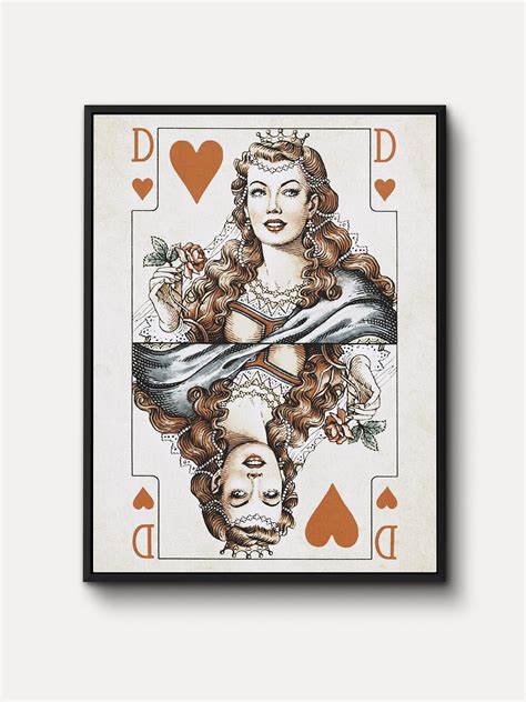 Queen of Hearts WALL ART Playing Cards Art Print Vintage - Etsy UK