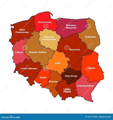 Simplified Map of Poland with Voivodeships Isolated Stock Vector - Illustration of graphic ...