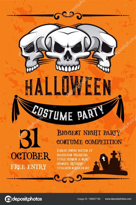 Halloween skull banner for costume party template Stock Vector by ©Seamartini 166657190