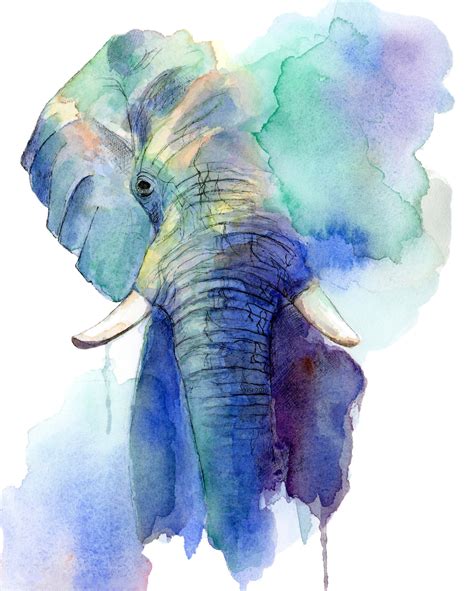 Elephant Watercolor Painting Wall Art - Etsy UK