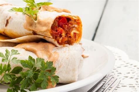 Mexican burritos stock image. Image of dinner, closeup - 35835617