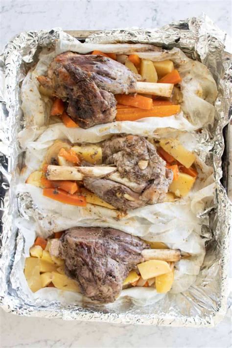 Slow Roasted Lamb Shanks In Foil Packets - The Matbakh