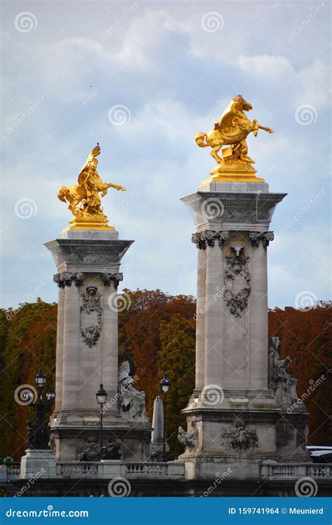 Details of the Pont Alexandre III Editorial Stock Image - Image of ...