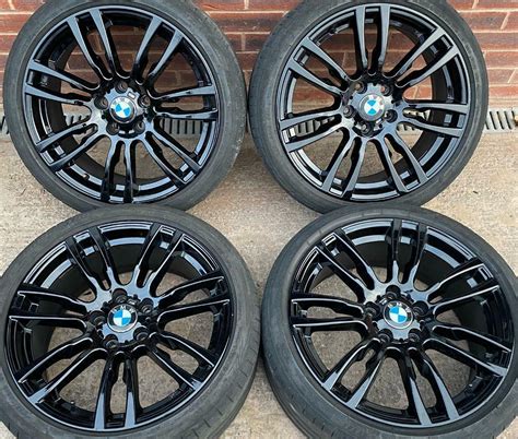 BMW 3 series M Sport 19 inch Black Alloy Wheels 5 x 120 Genuine Staggered Style 403m F30 F31 ...