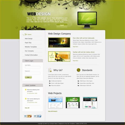 Free Sample HTML Web Page Templates Of Latest Free Web Page Templates Psd Css Author ...